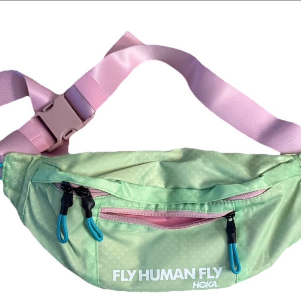 NWOT HOKA Women’s “Fly Human Fly” Green Pink Running Waist Pack Belt Bag